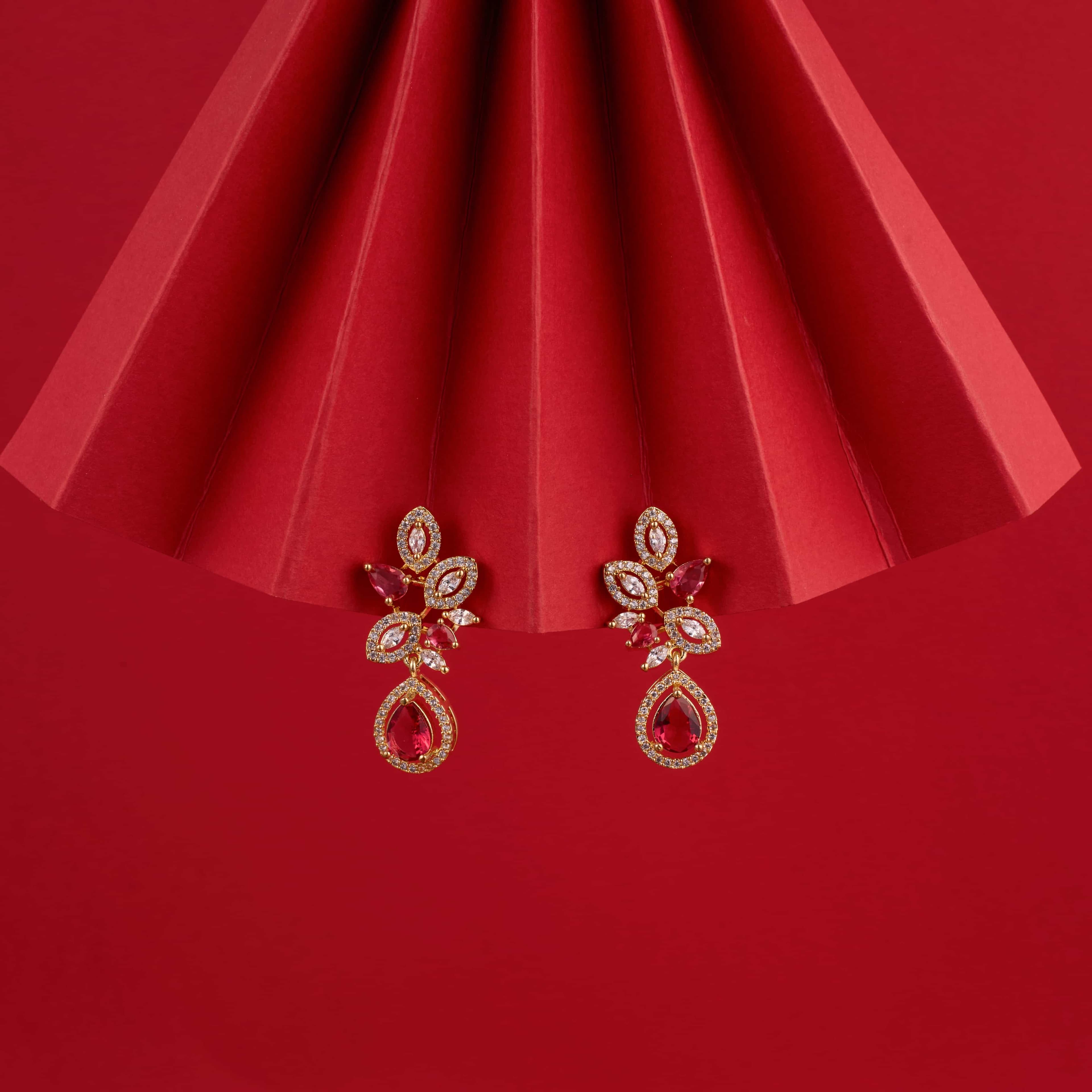 Bouquet of Radiance Red Drop Earrings
