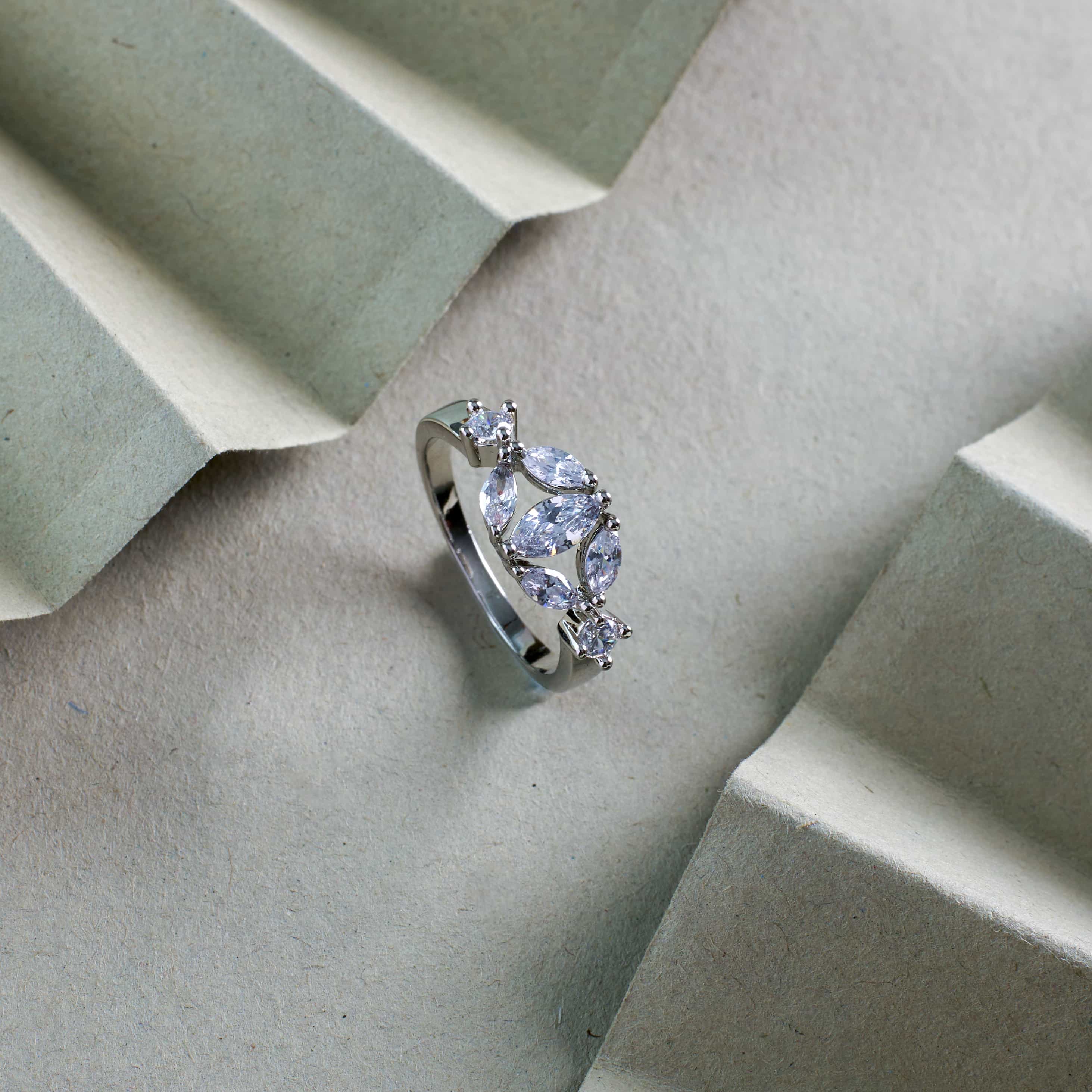 The Silver Marquise Orbit Ring