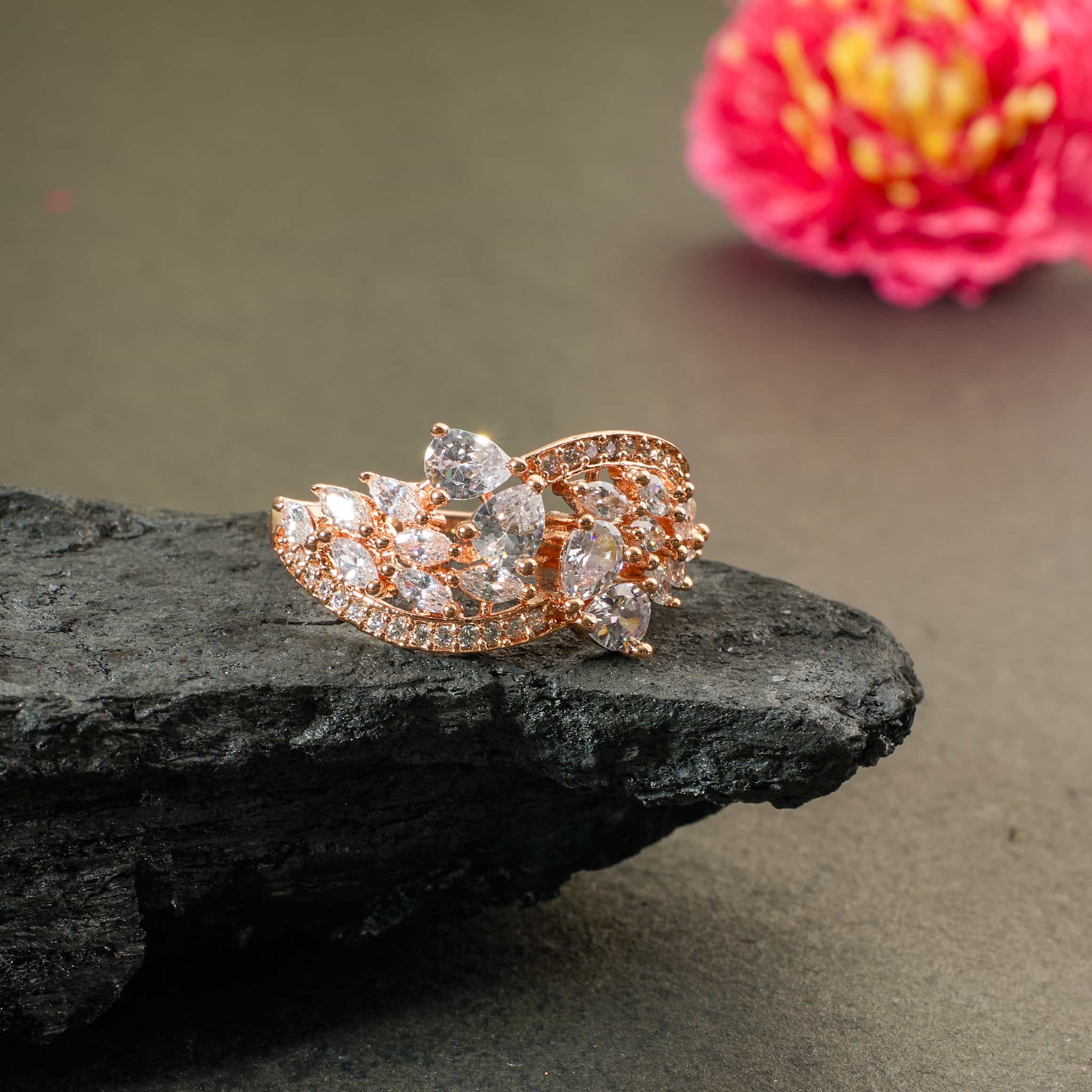 The Rosegold Marquise Orbit Ring