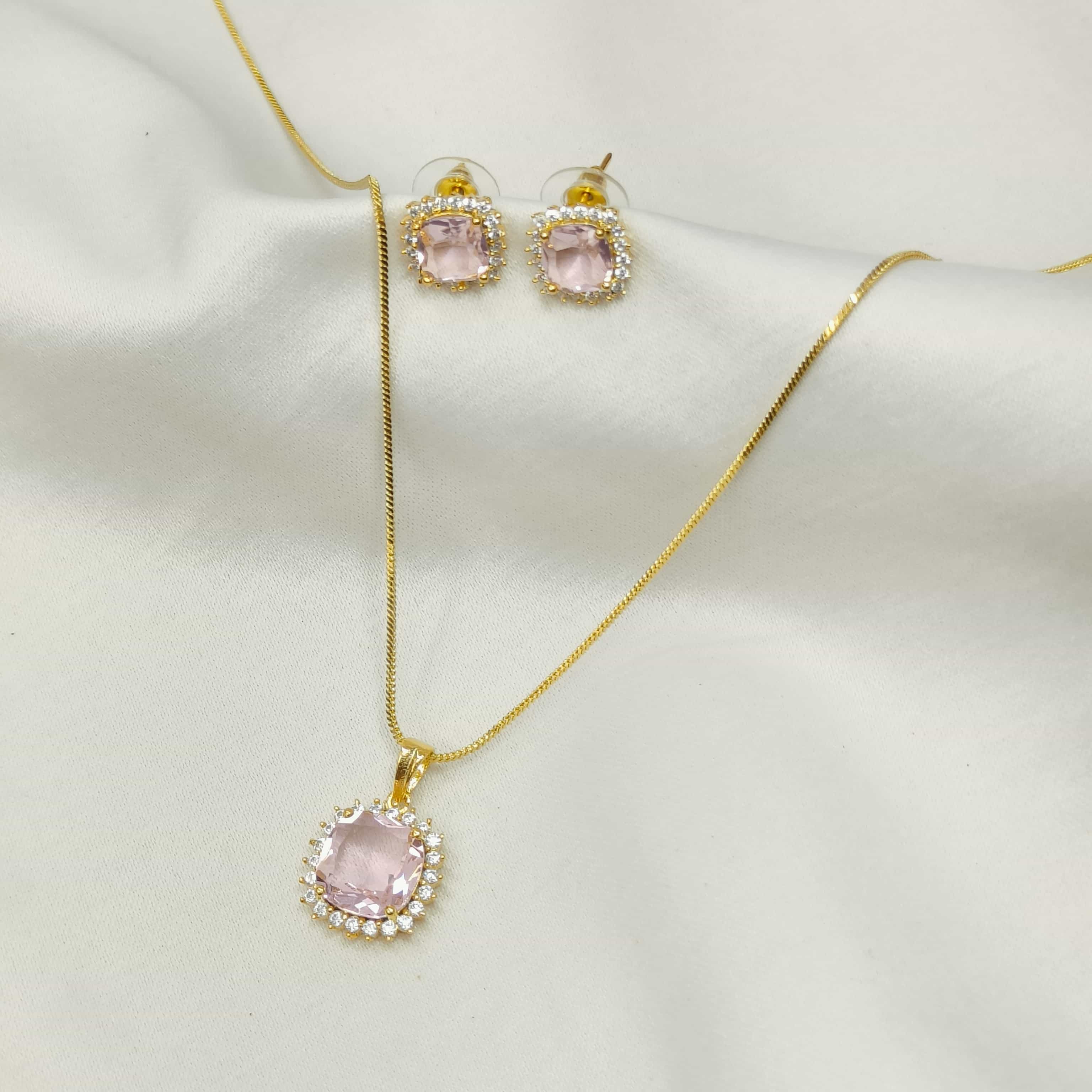 The Ranisaa Baby Pink Golden Pendant Set