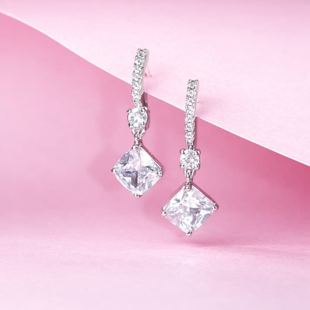 Silver Radiance Drop Earrings