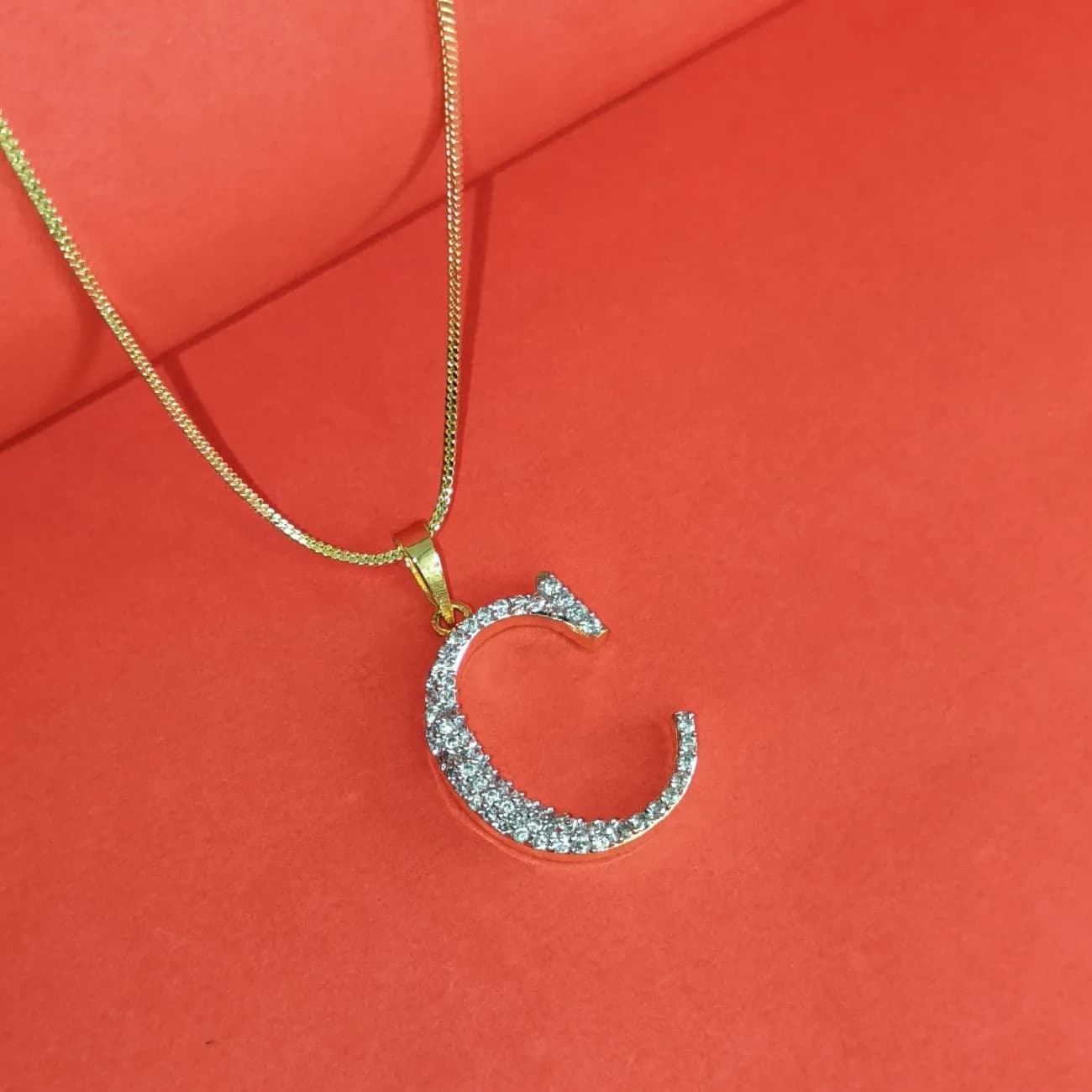 Nimoraa C Initial Gold Plated Pendant Chain