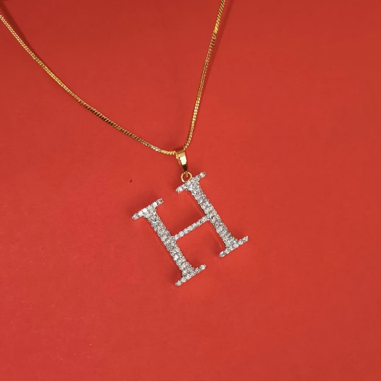 Nimoraa H Initial Gold Plated Pendant Chain