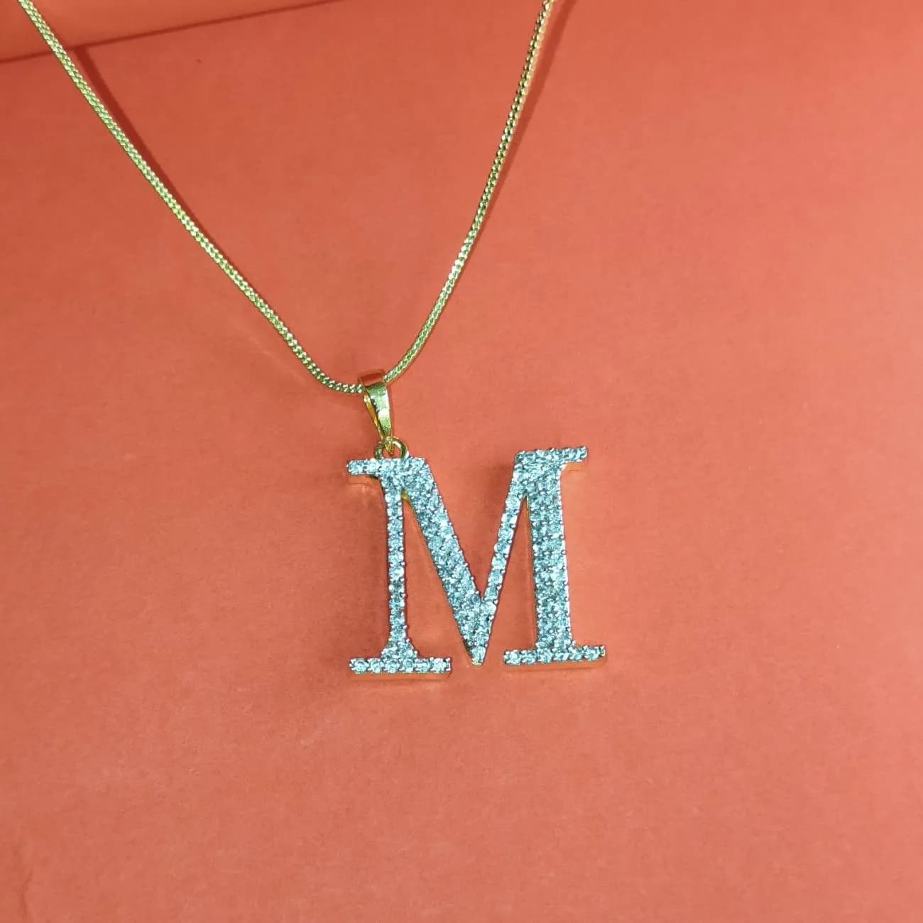 Nimoraa M Initial Gold Plated Pendant Chain