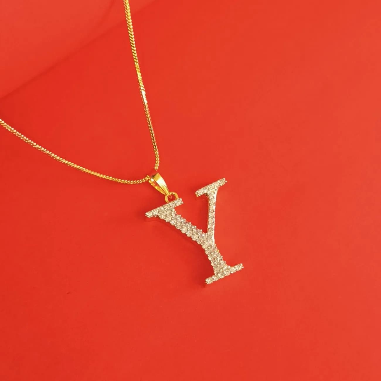 Nimoraa Y Initial Gold Plated Pendant Chain