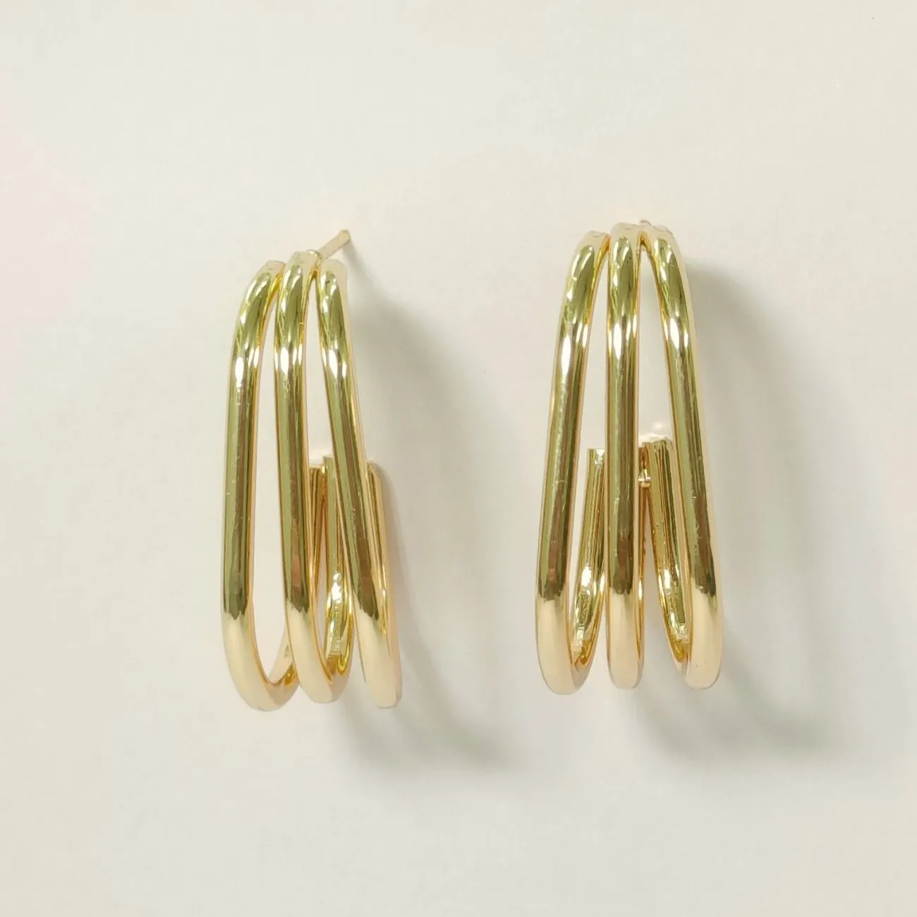 Triple Flow Gold Hoop Earrings