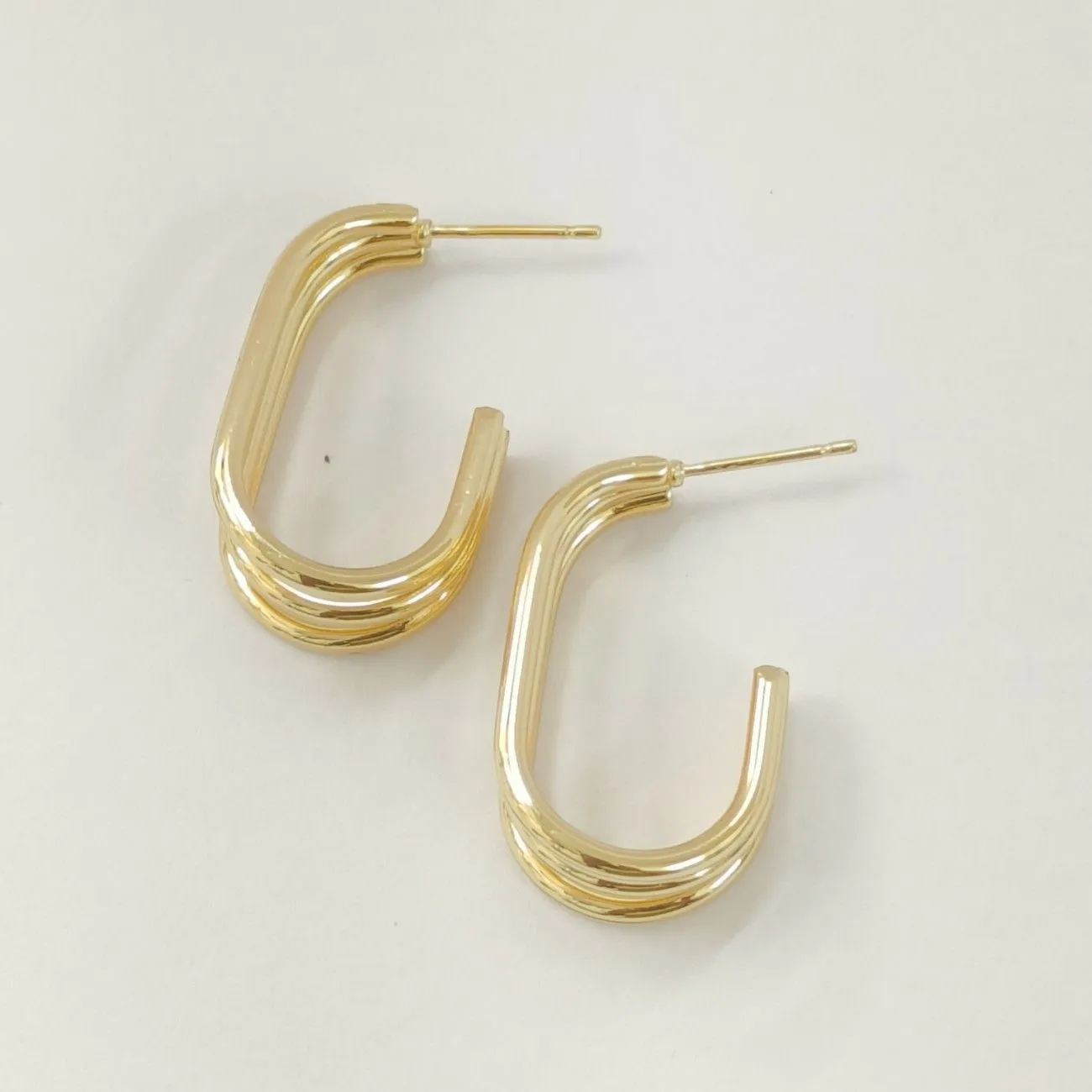Triple Flow Gold Hoop Earrings