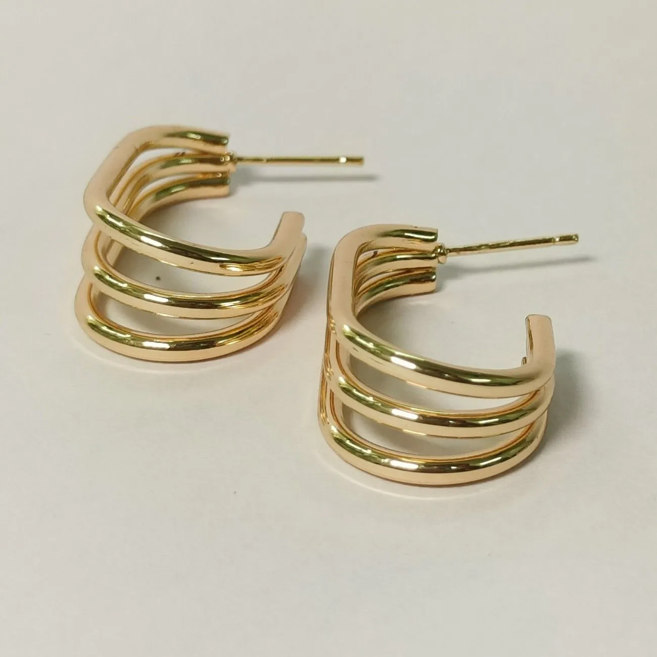Triple Flow Gold Hoop Earrings