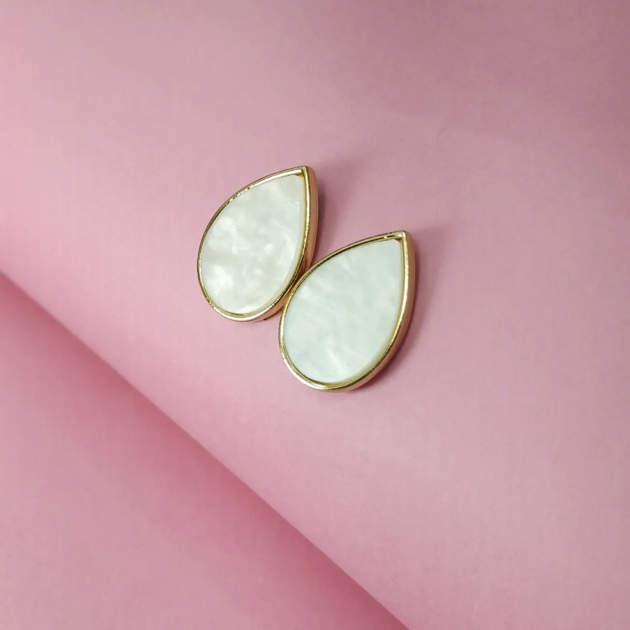 Moon Pearl Teardrop Stud Earrings