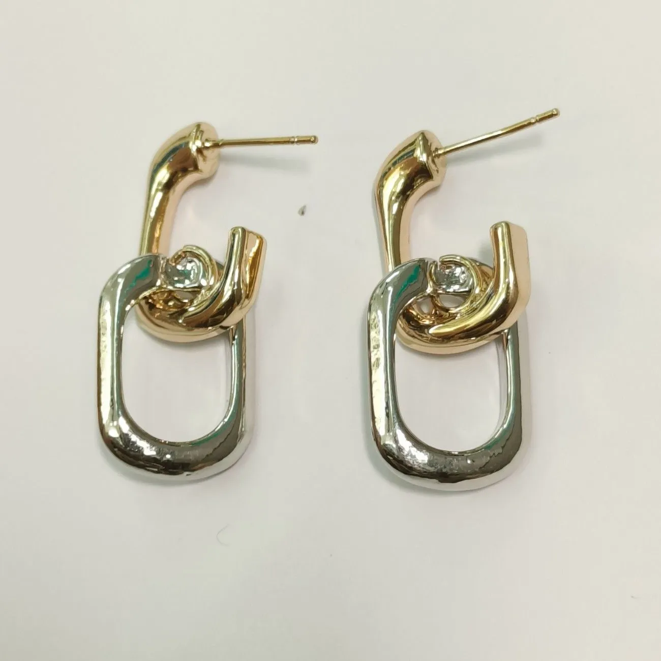 Off Duty Dual Tone Link Earrings