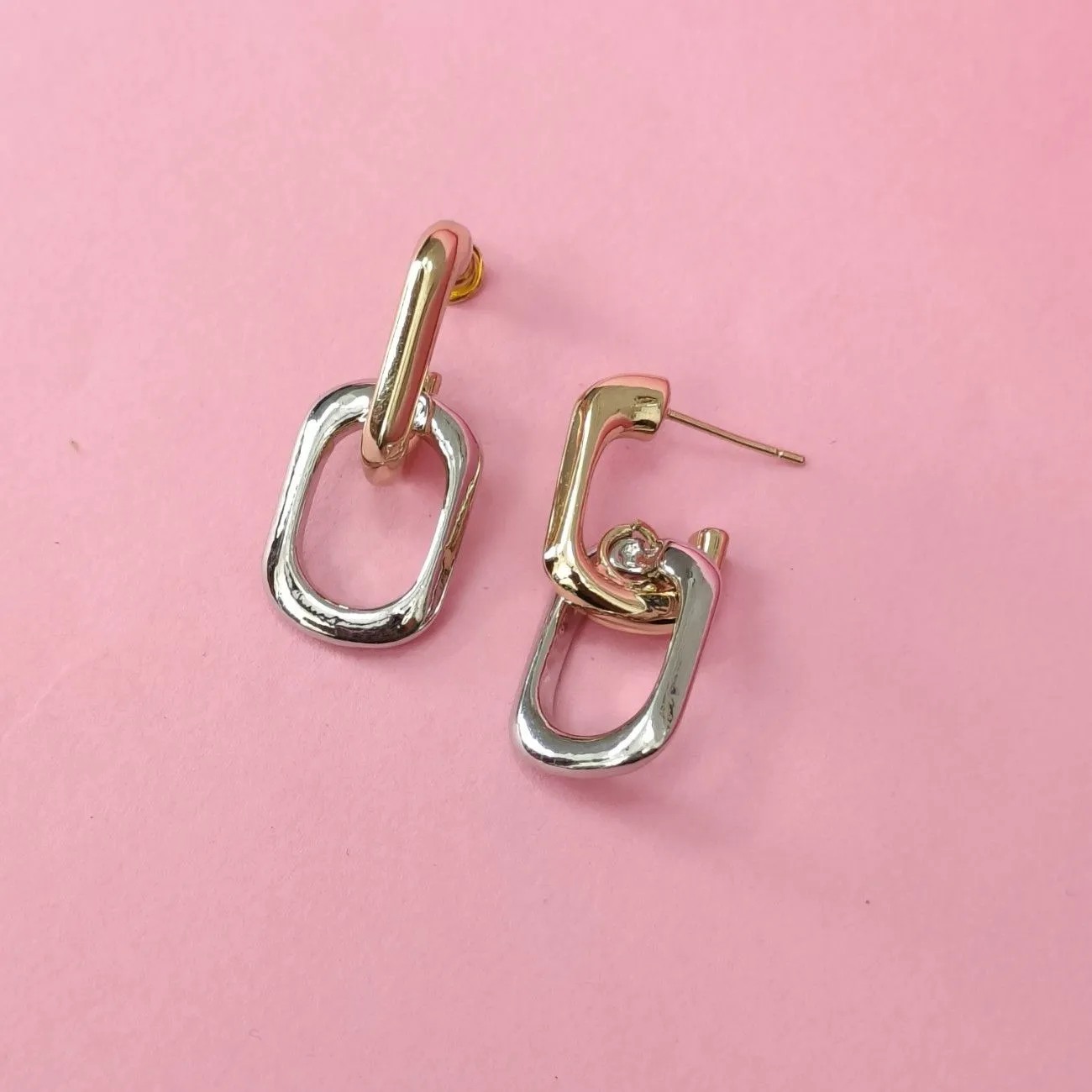 Off Duty Dual Tone Link Earrings