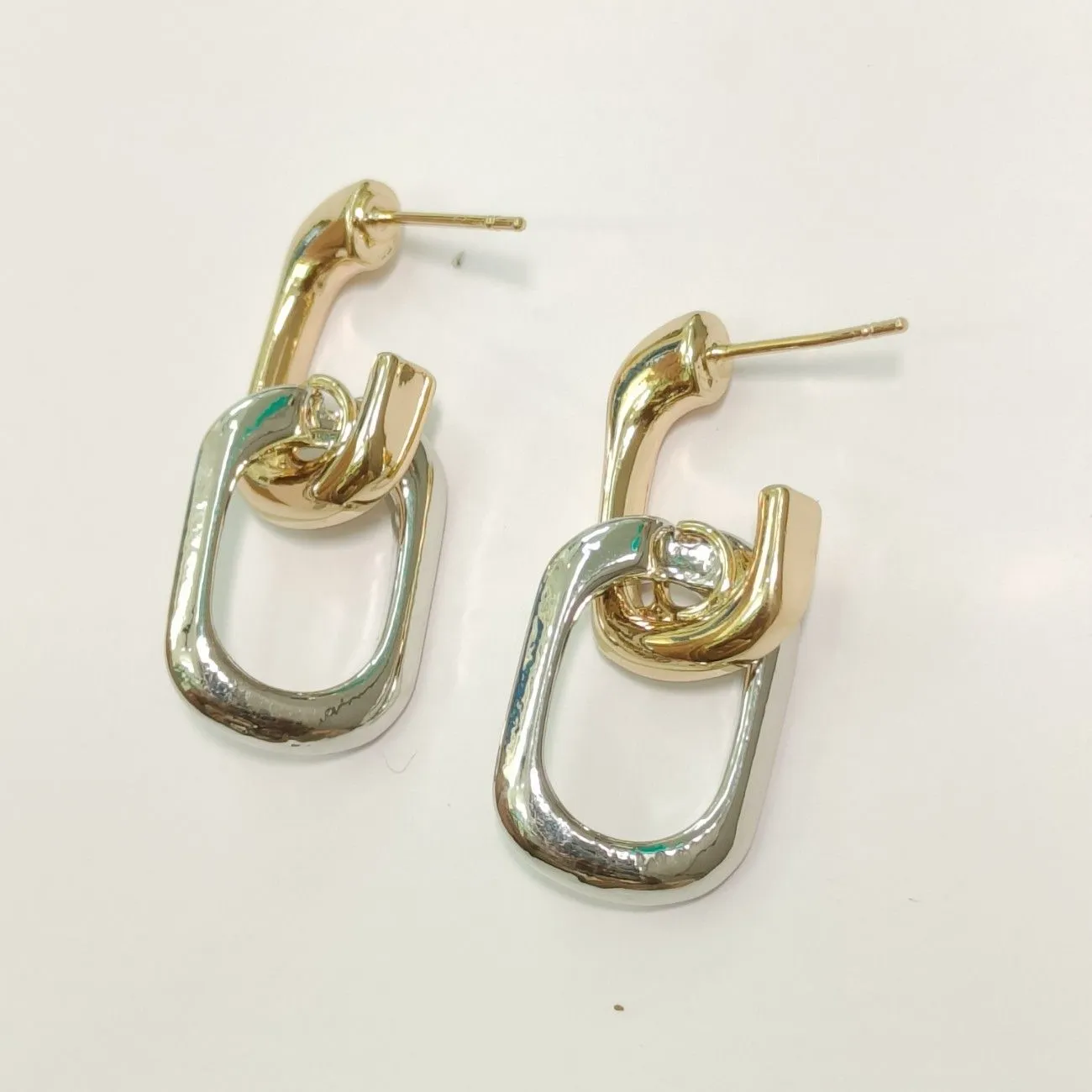 Off Duty Dual Tone Link Earrings