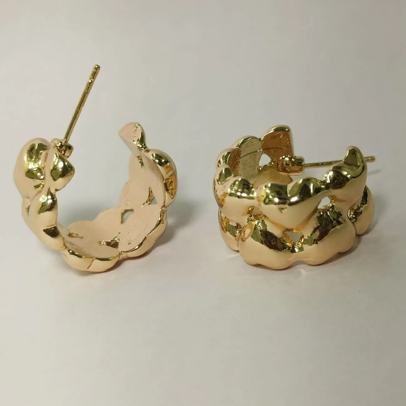 Molten Heart Double Line Half Hoops
