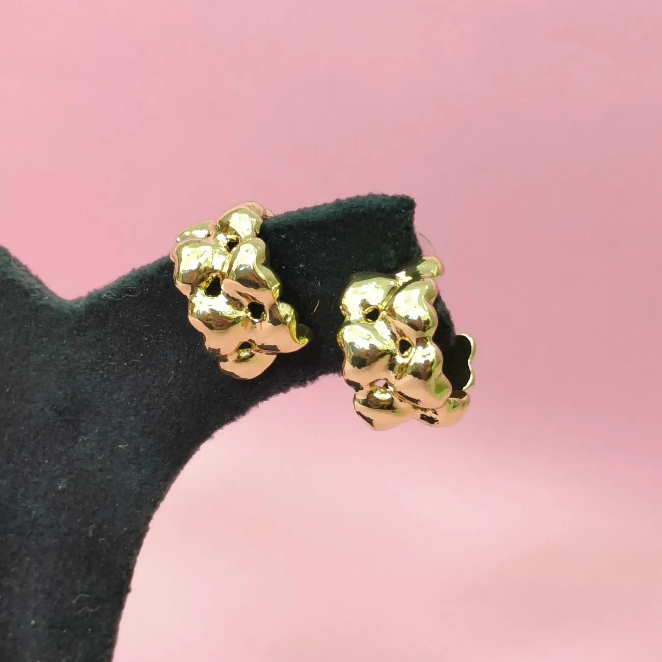 Molten Heart Double Line Half Hoops