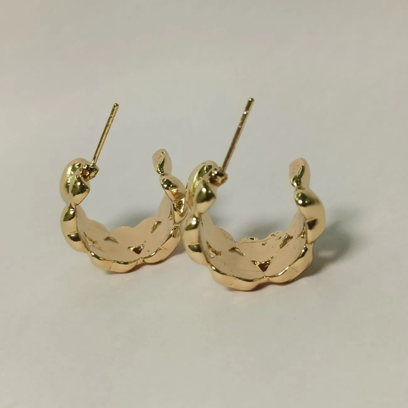 Molten Heart Double Line Half Hoops