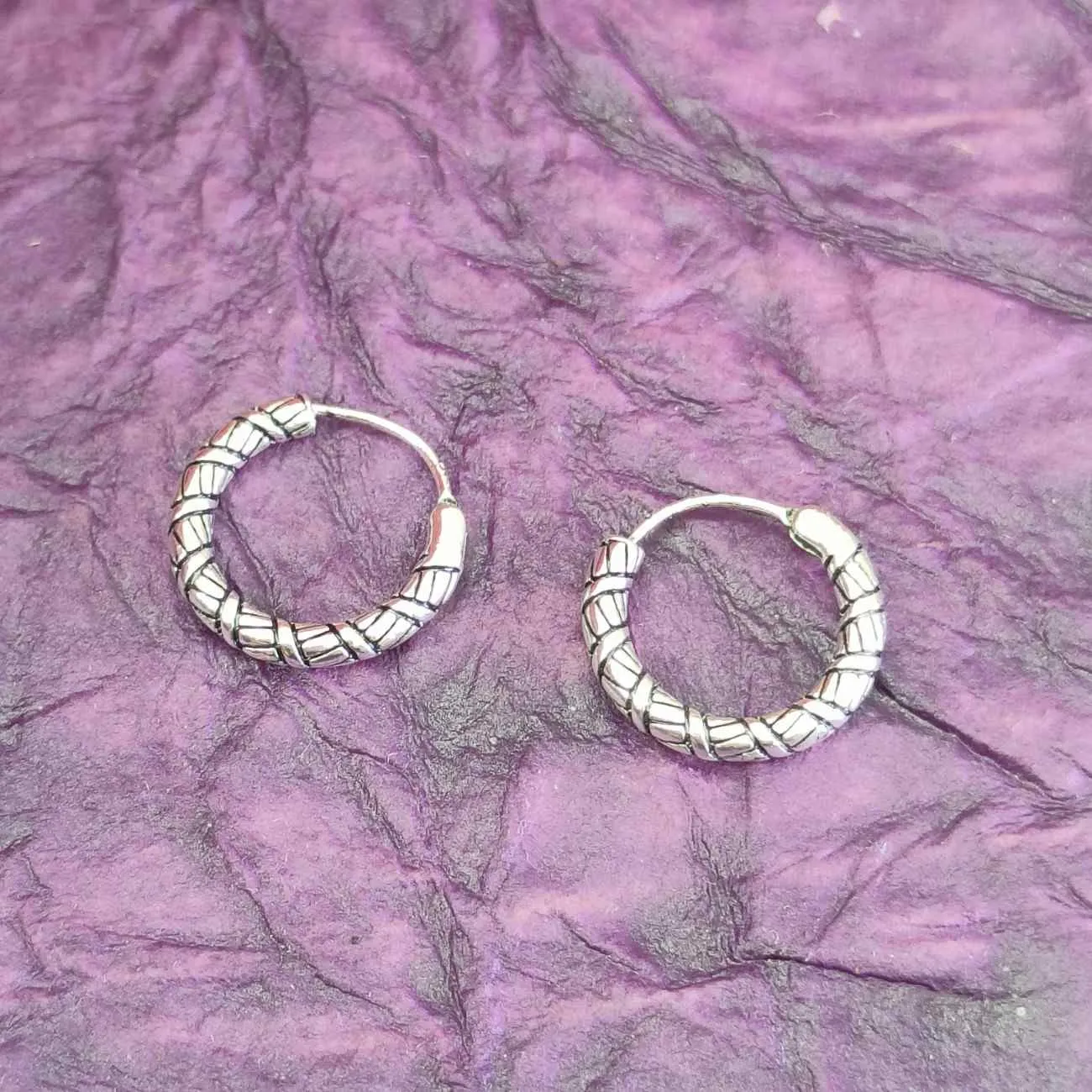 Silver Coil Bali Hoops
