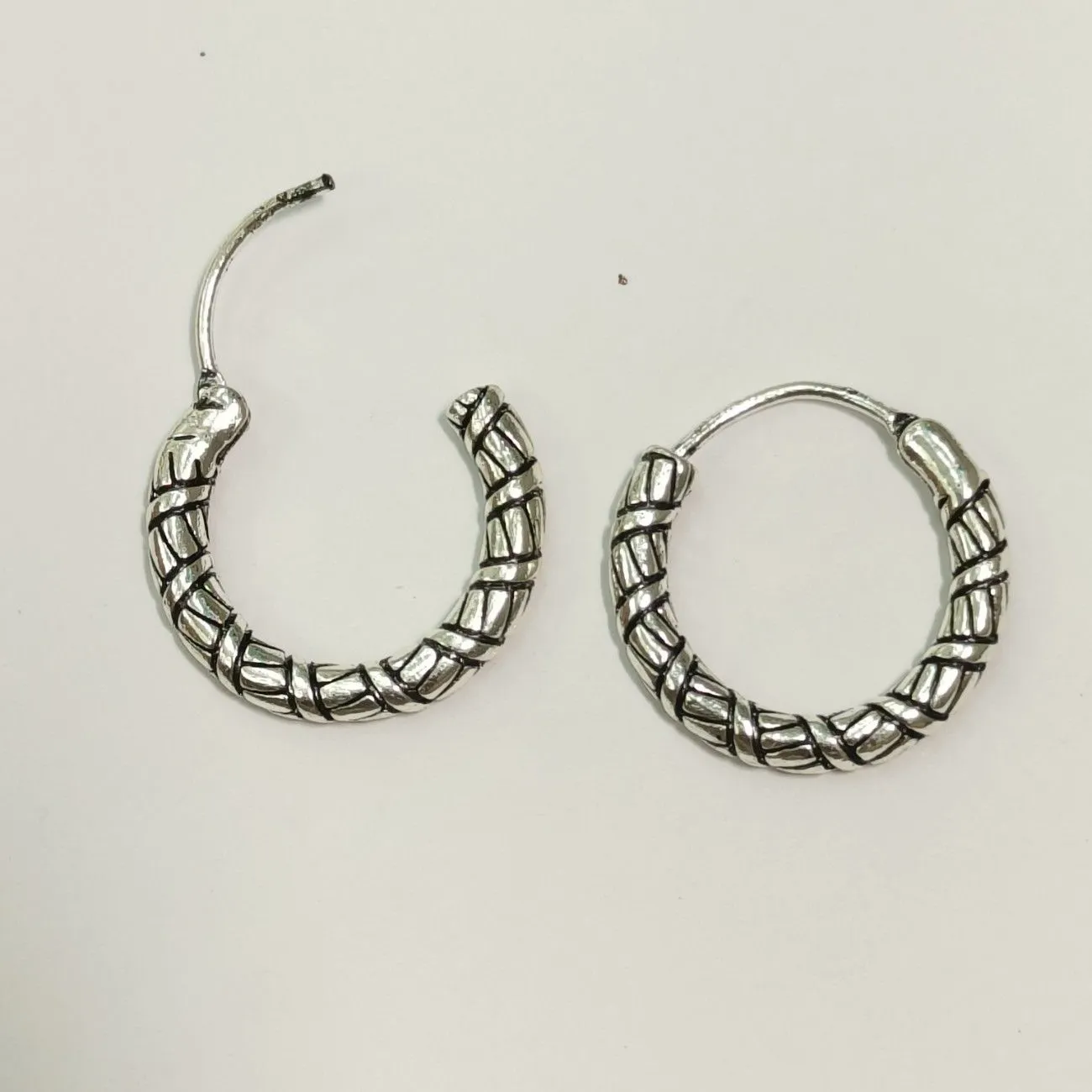 Silver Coil Bali Hoops