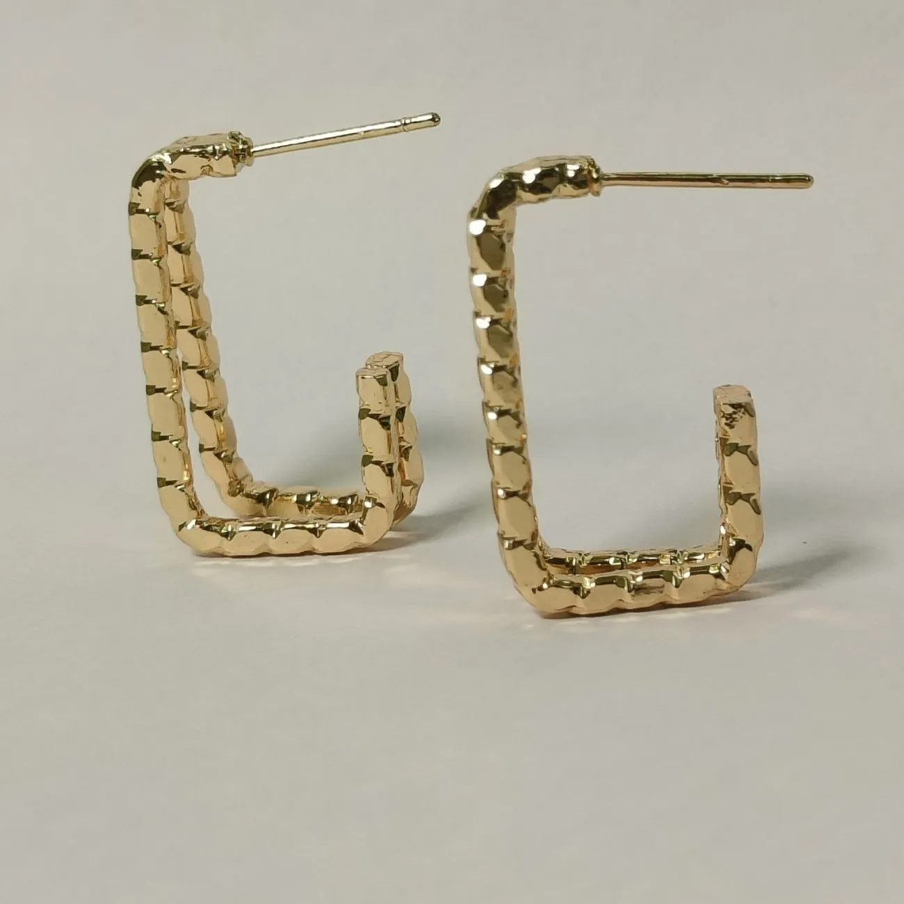 Golden Edge Square Half Hoops
