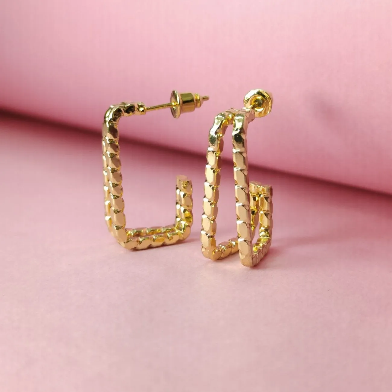 Golden Edge Square Half Hoops