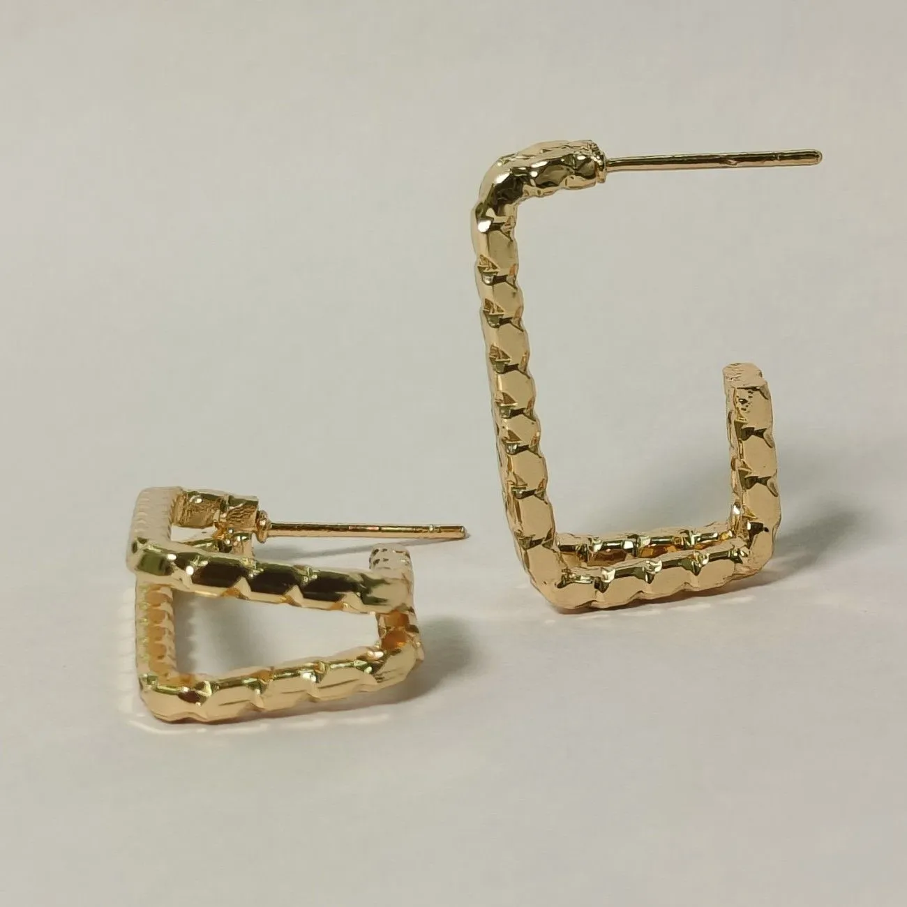 Golden Edge Square Half Hoops