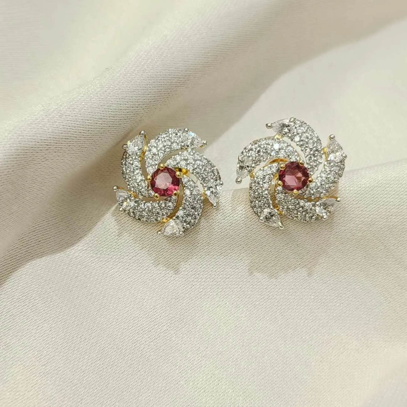 Scarlet Vortex Swirl Studs