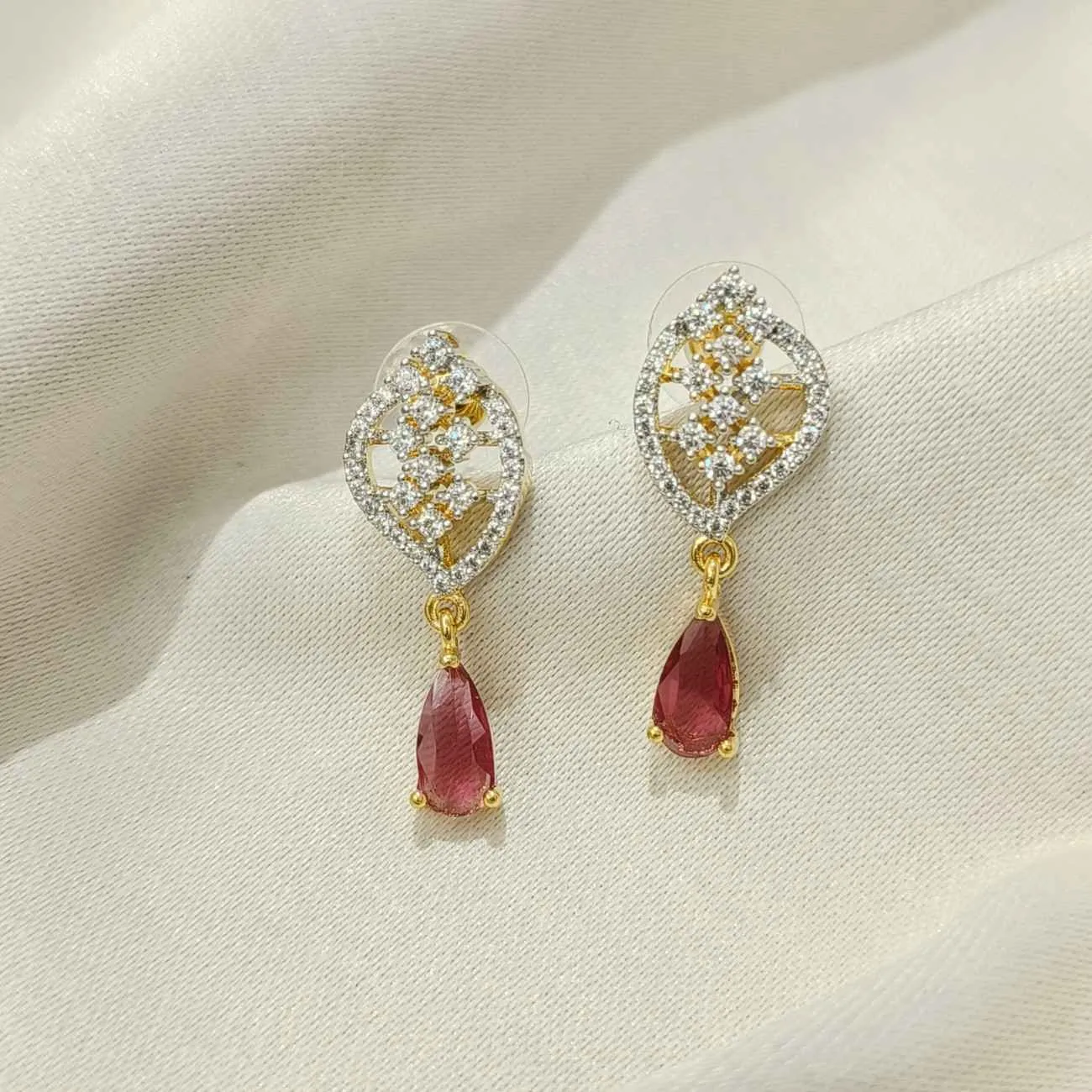 Crimson Leaf Drop Earrings