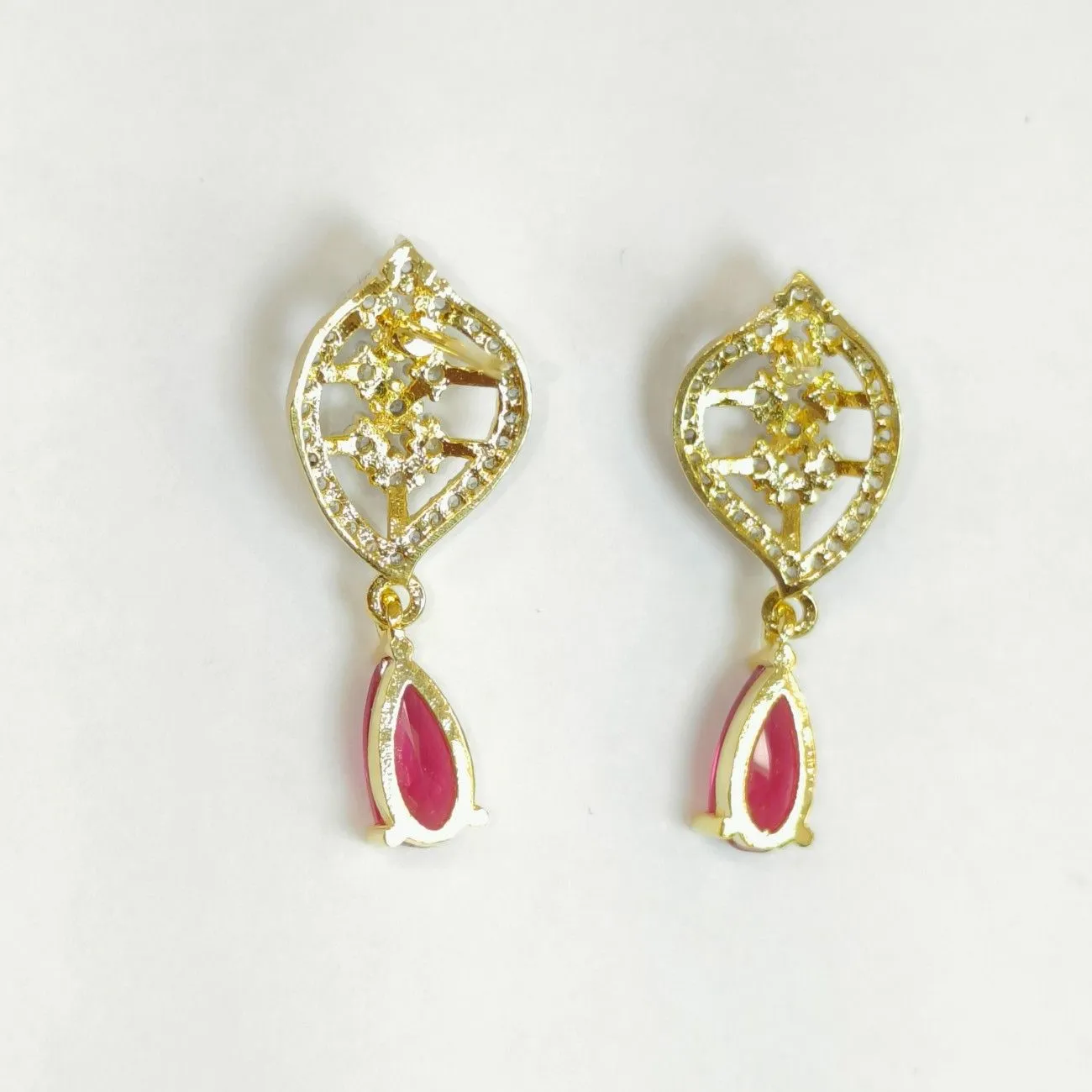 Crimson Leaf Drop Earrings