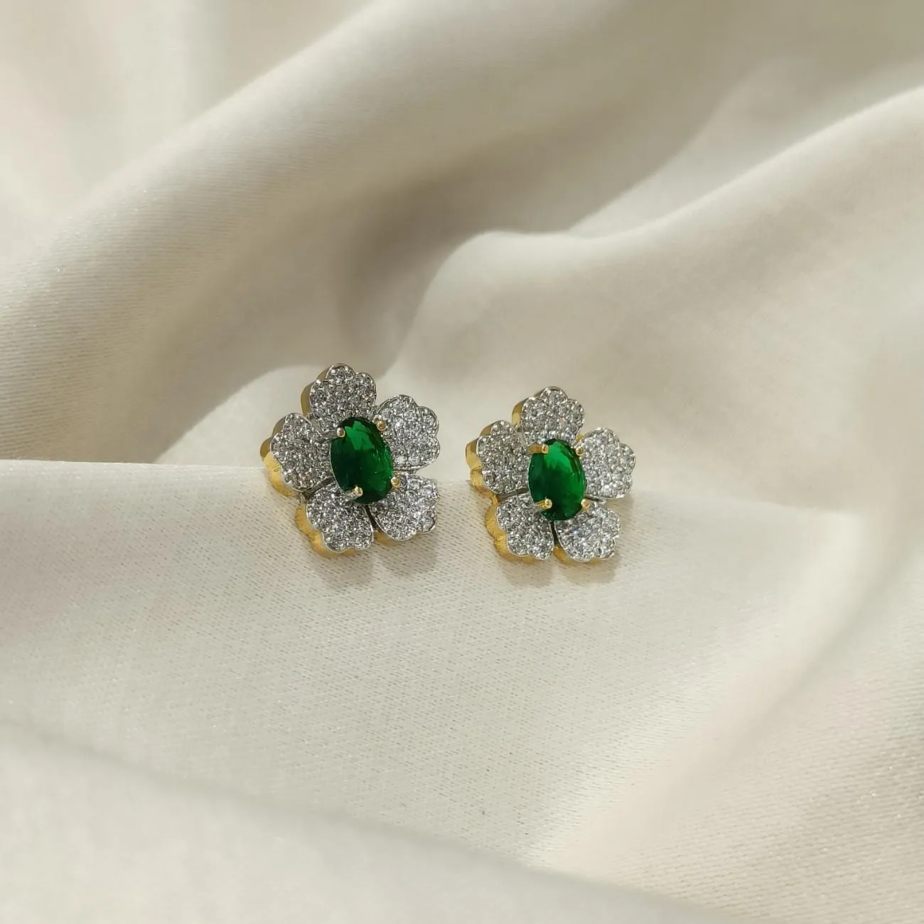 Emerald Radiance Halo Studs