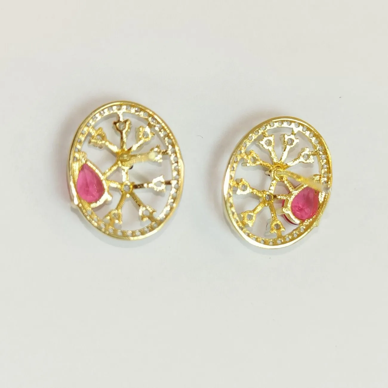 Crimson Orbit Oval Studs