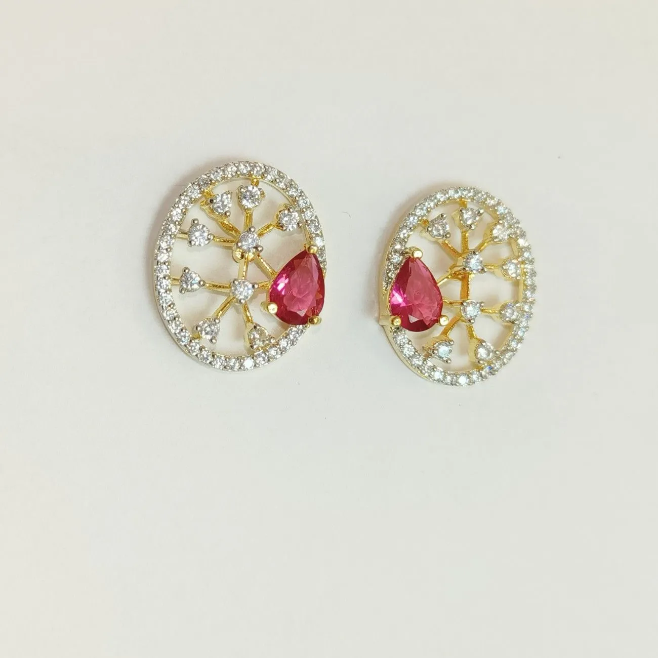 Crimson Orbit Oval Studs
