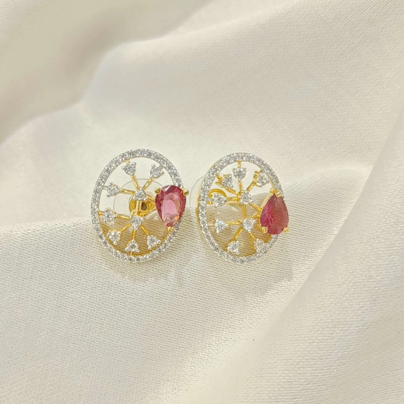 Crimson Orbit Oval Studs