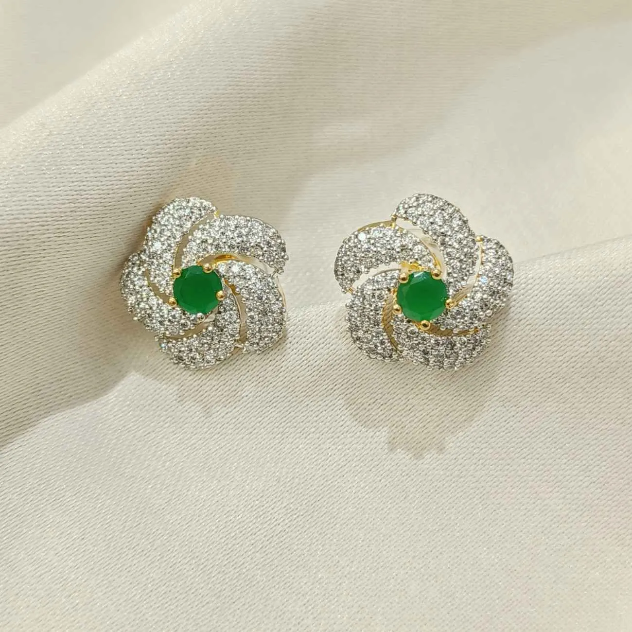Emerald Vortex Swirl Studs