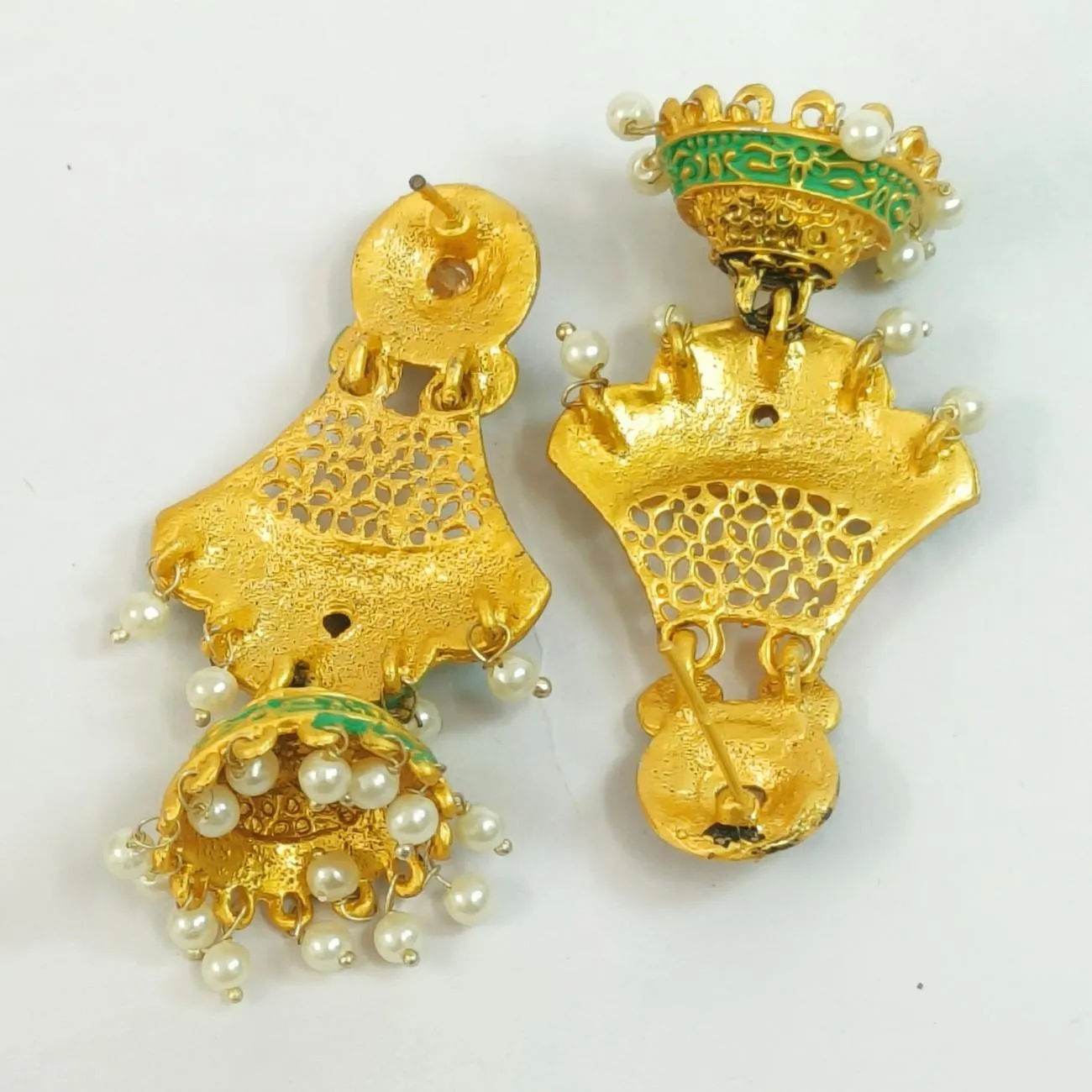 Nimoraa Firoza Handpainted Jhumka Earrings