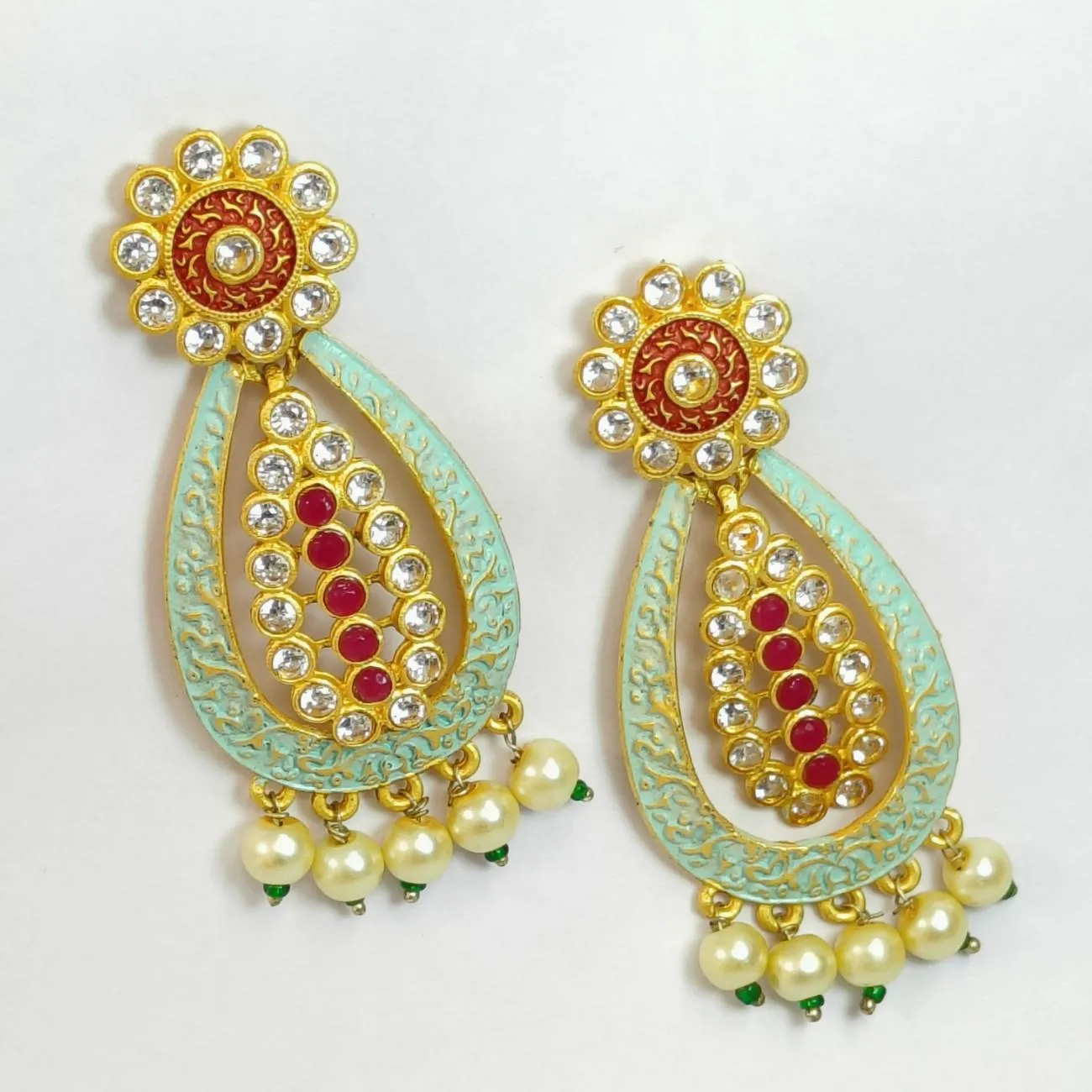 Nimoraa Rangrez Pearl Drop Ethnic Earrings