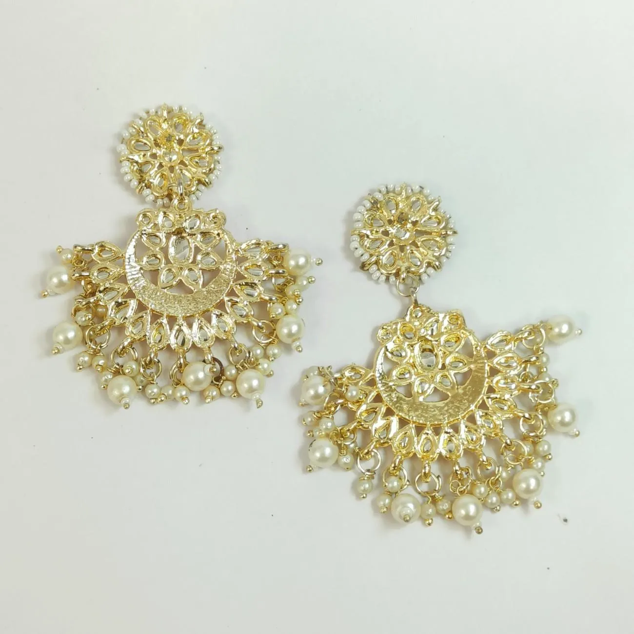 Nimoraa Noor-e-Chand Pearl Kundan Earrings