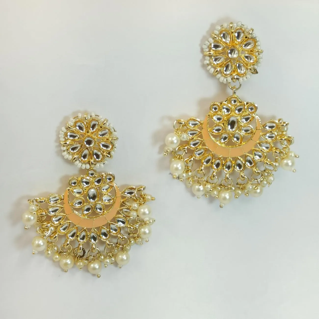 Nimoraa Noor-e-Chand Pearl Kundan Earrings