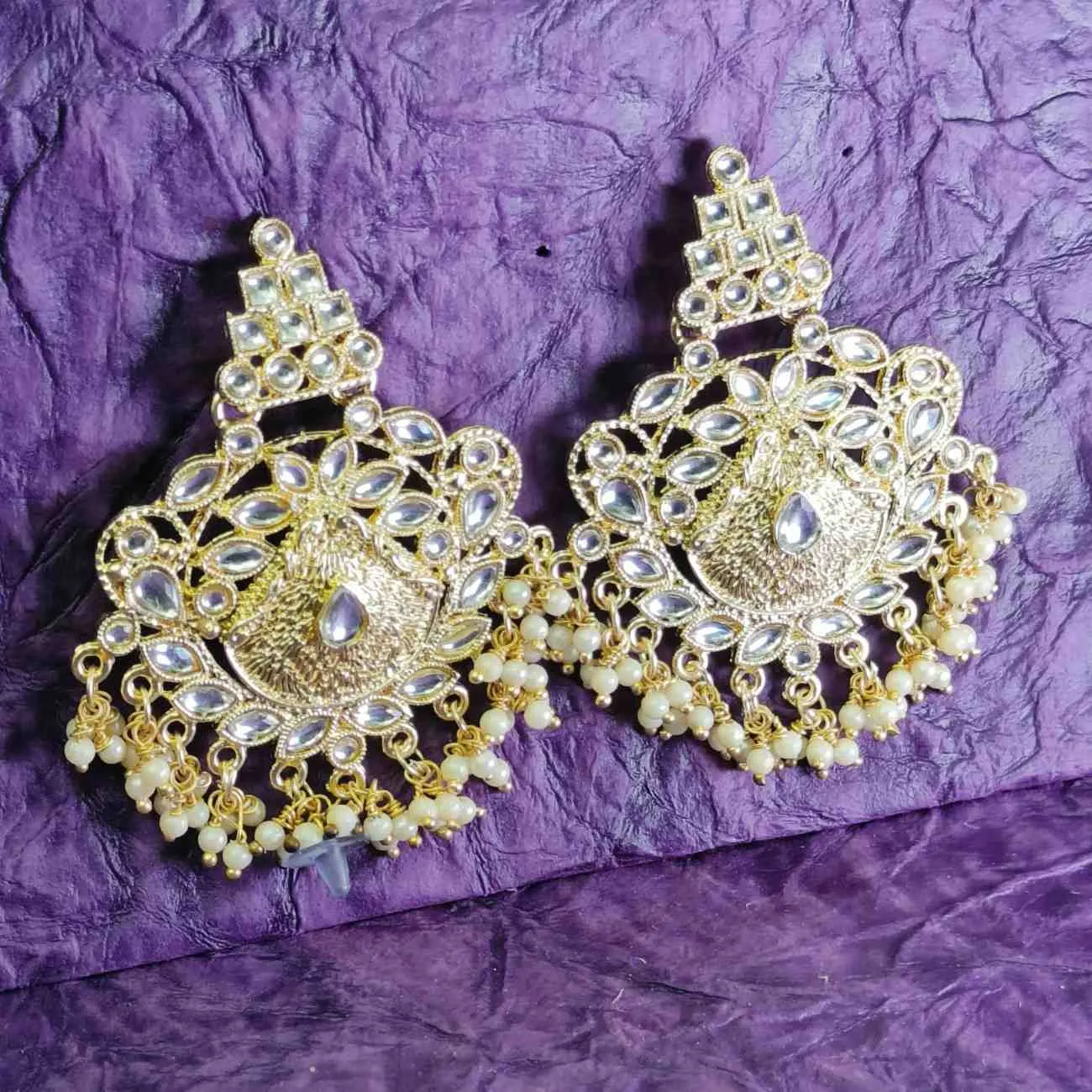 Nimoraa Meher Peacock Kundan Chandbalis