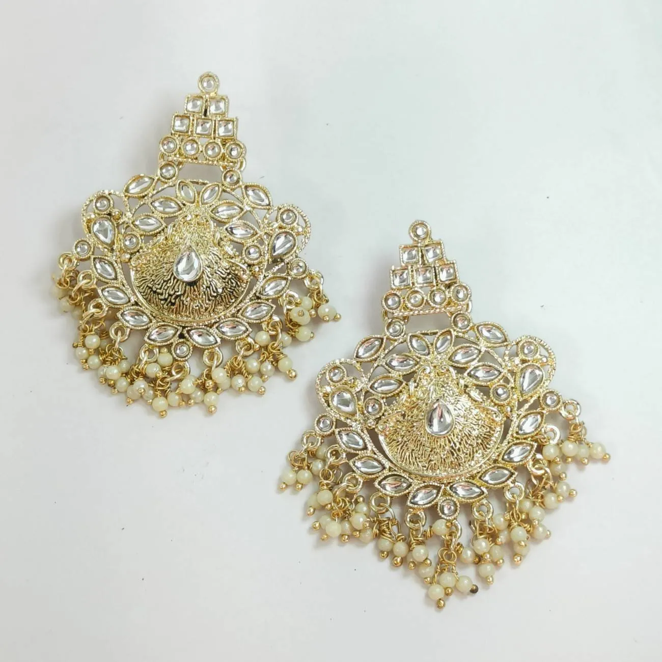 Nimoraa Meher Peacock Kundan Chandbalis