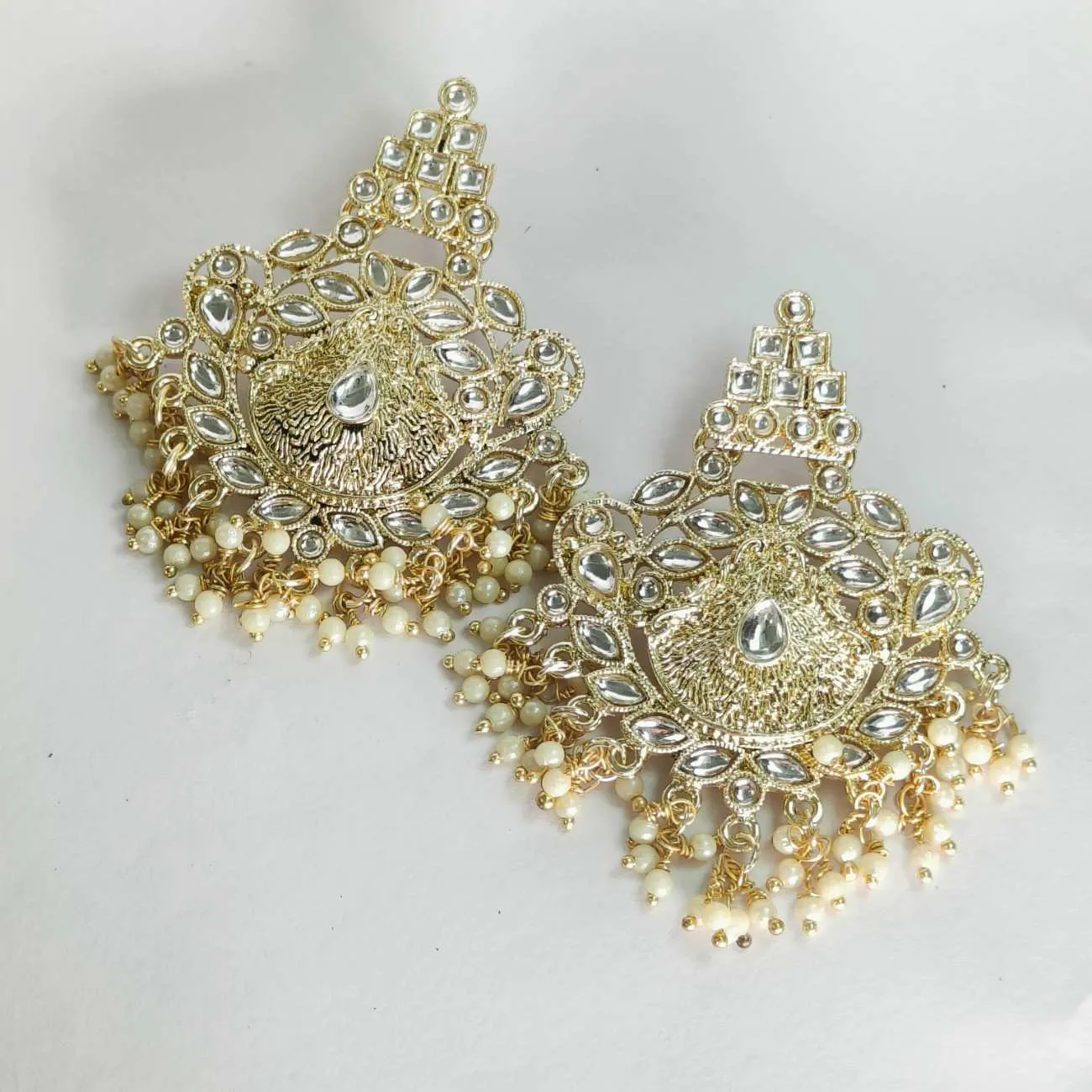 Nimoraa Meher Peacock Kundan Chandbalis