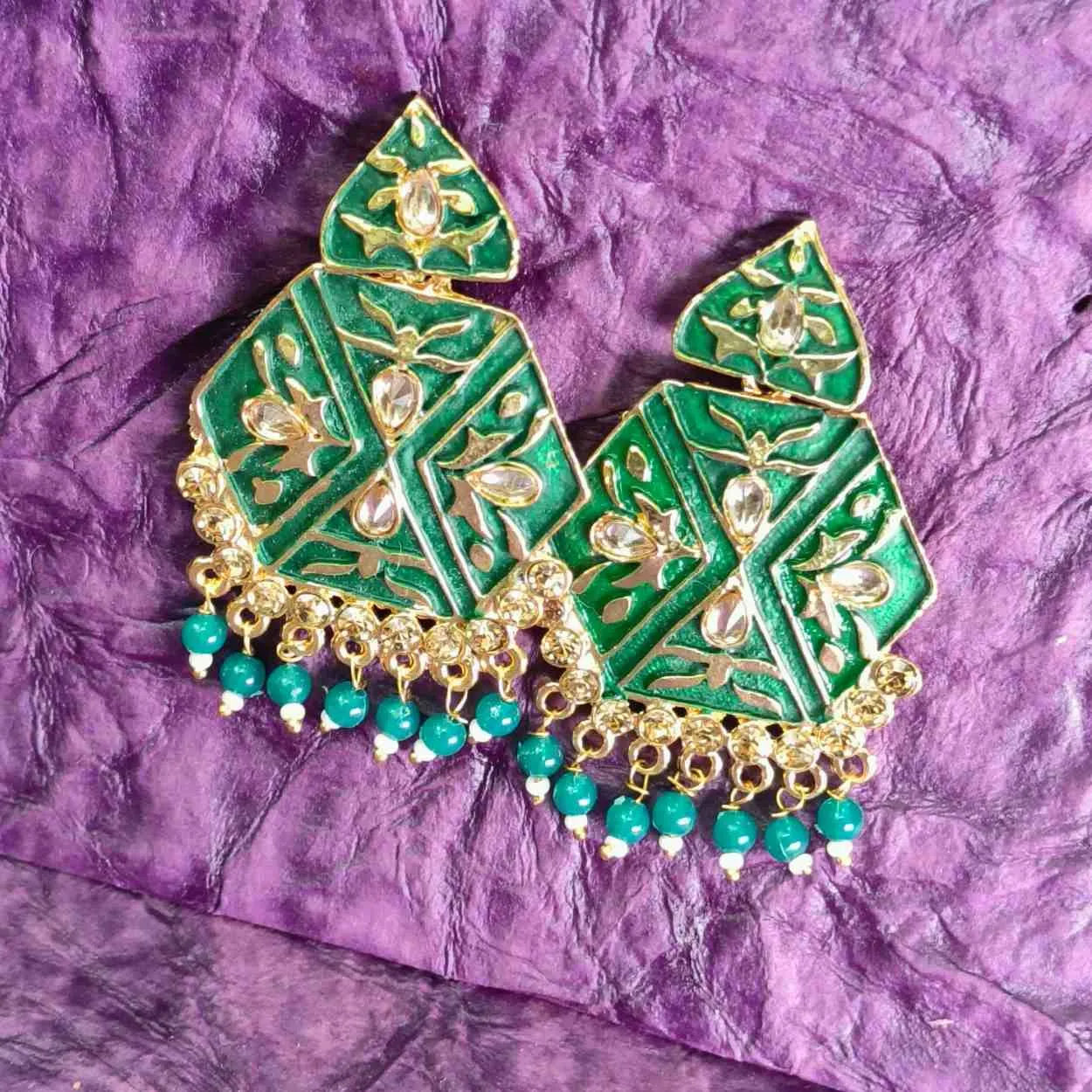 Nimoraa Zehreen Meenakari Drop Earrings