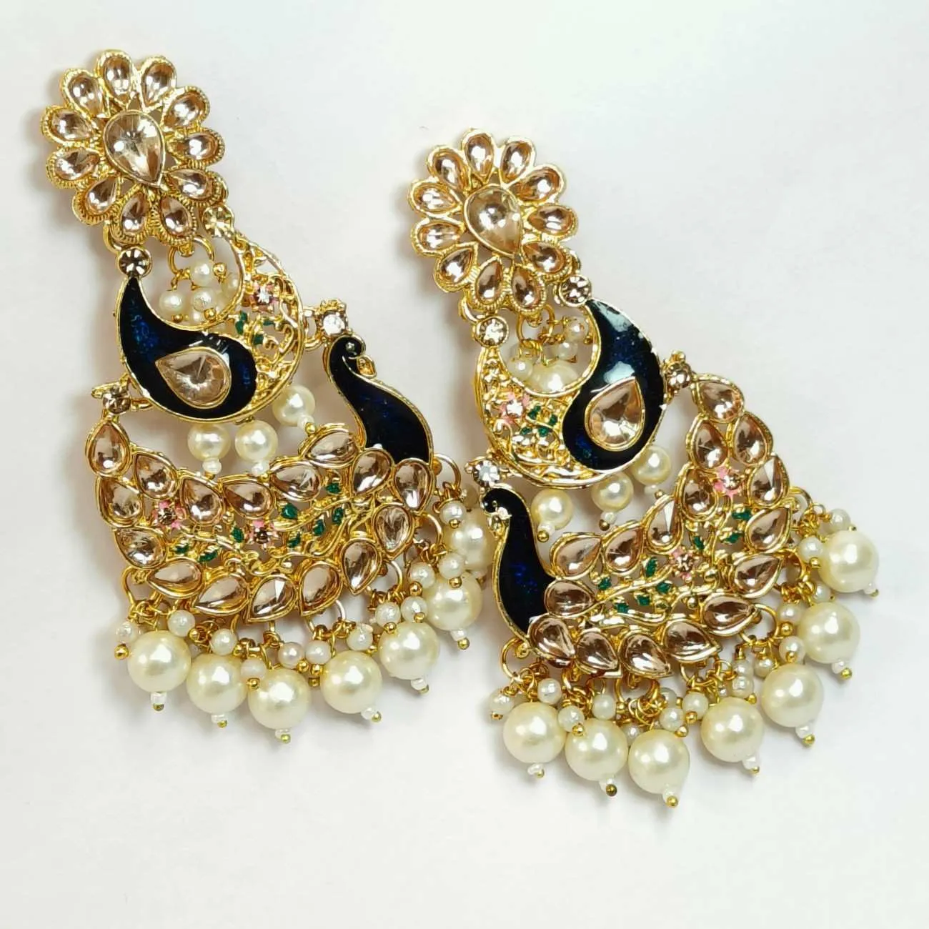 Nimoraa Noor-E-Mayur Chandbali Earrings