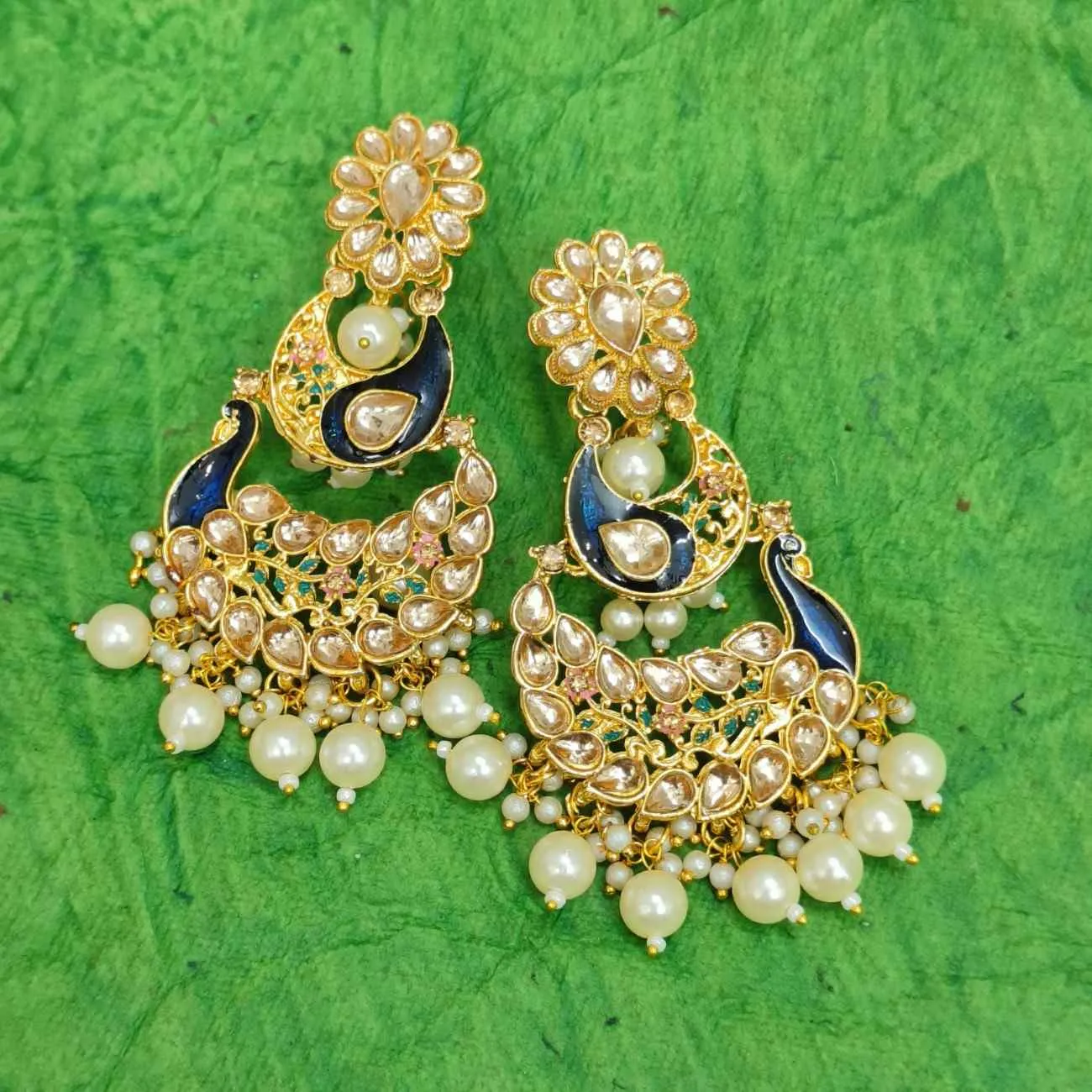 Nimoraa Noor-E-Mayur Chandbali Earrings