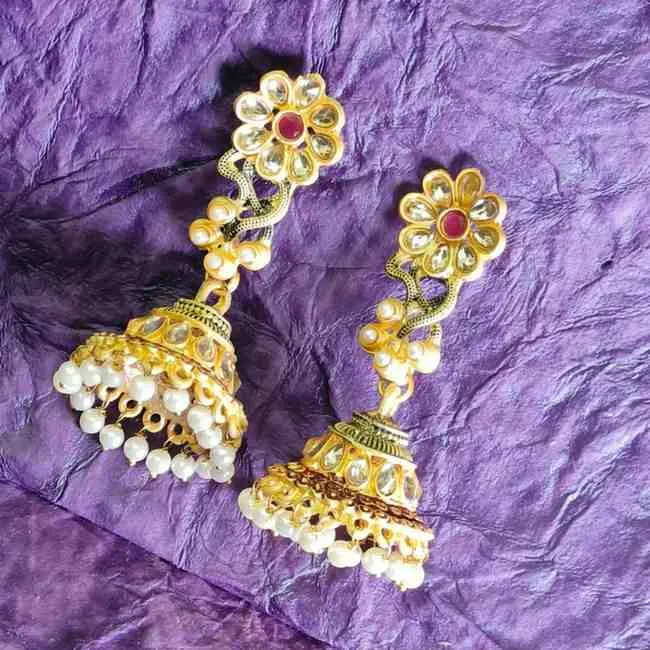 Nimoraa Gulnaar Pearl Jhumki Earrings