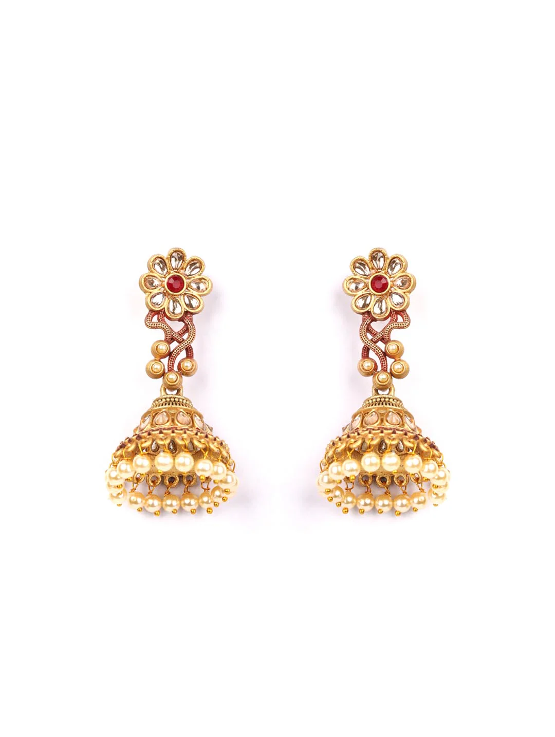 Nimoraa Gulnaar Pearl Jhumki Earrings