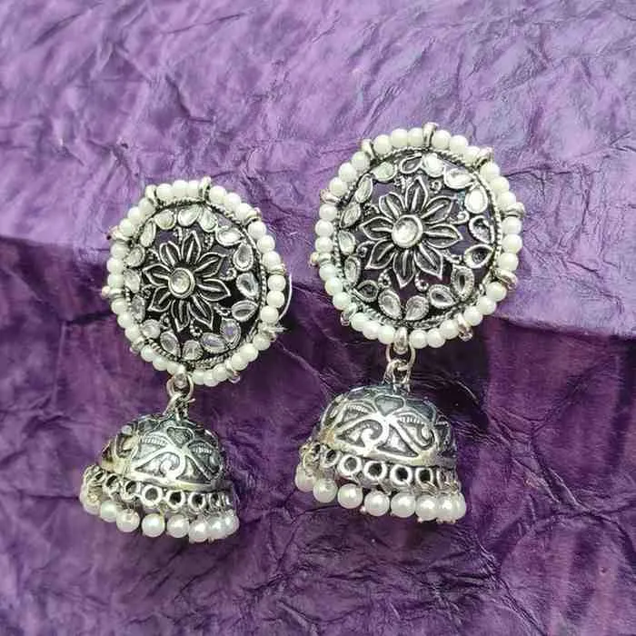 Nimoraa Noor Oxidised Pearl Jhumkis
