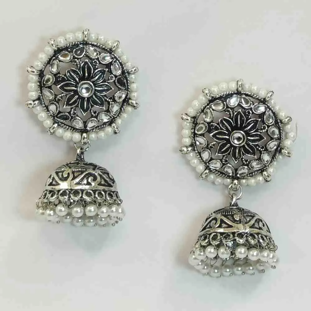 Nimoraa Noor Oxidised Pearl Jhumkis