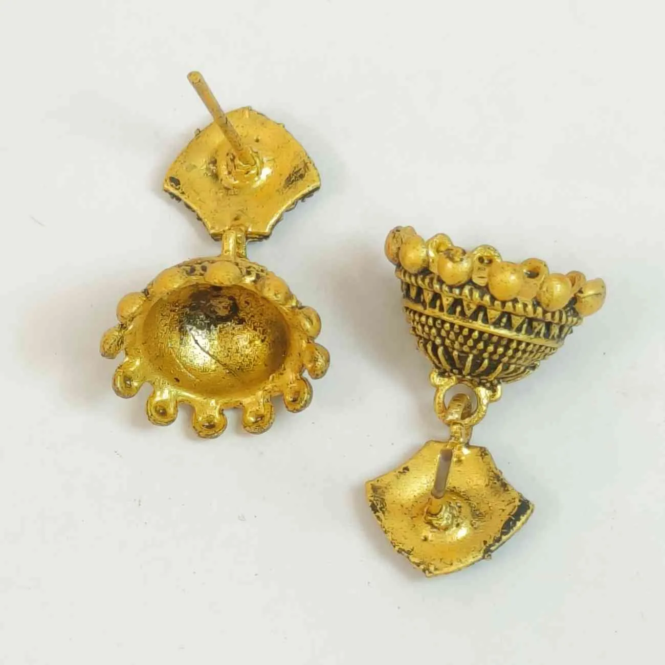 Nimoraa Antique Gold Tribal Jhumkas