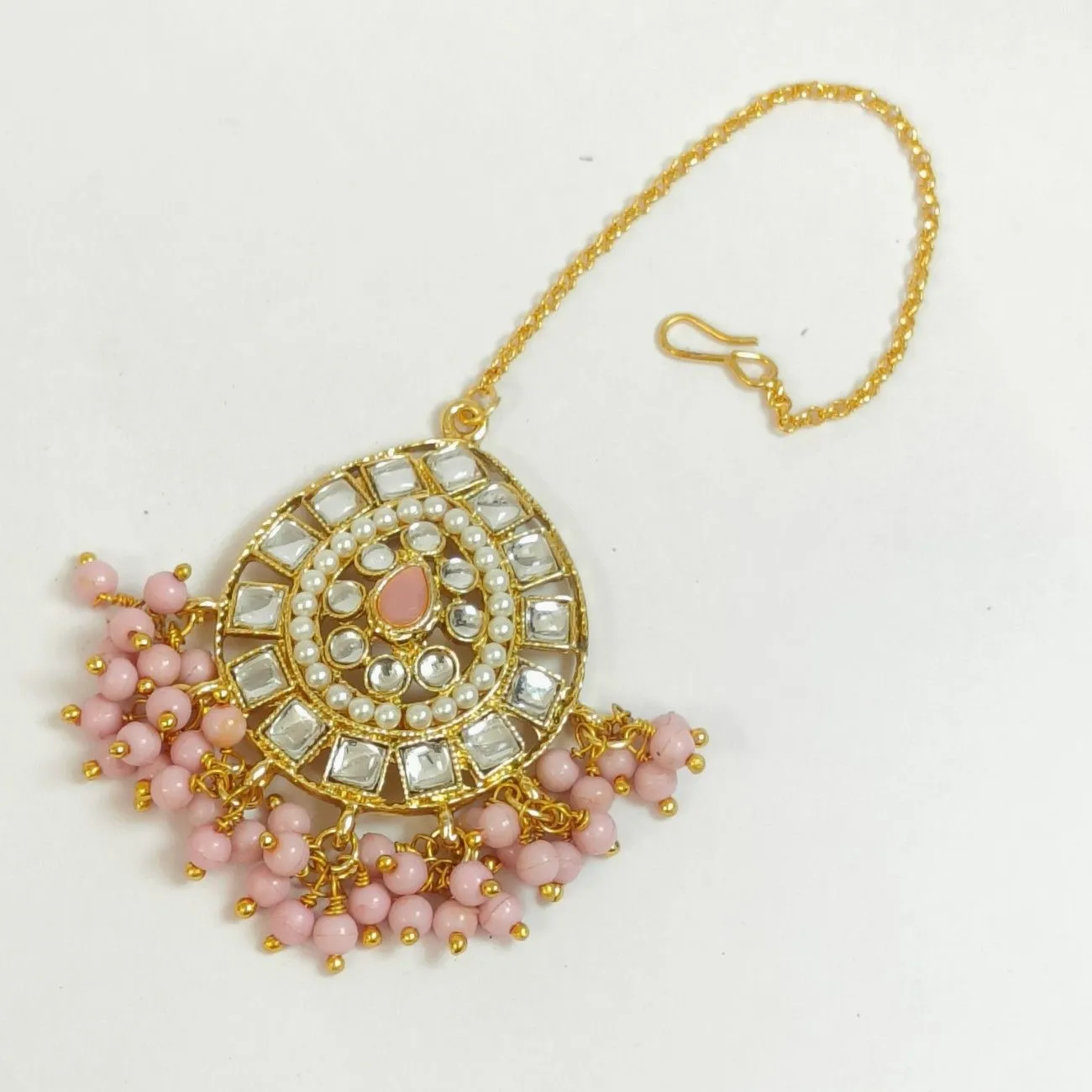 Nimoraa Gulnaar Mirror Jhumka Maang Tikka Set