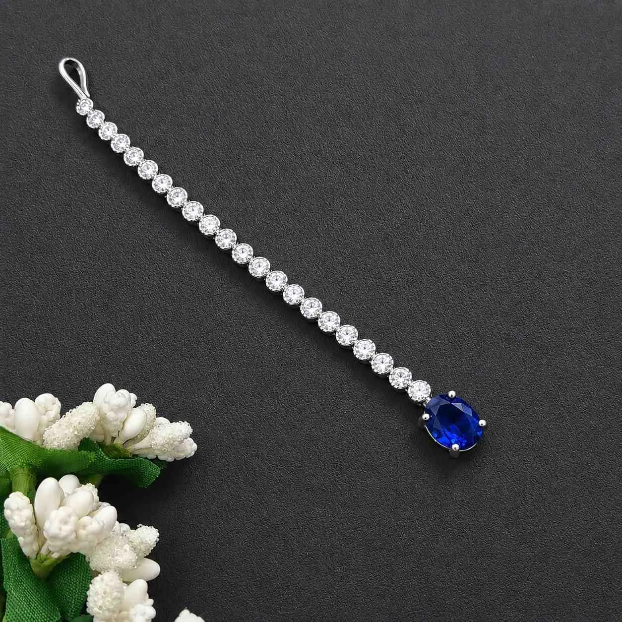 Nimoraa Royal Sapphire Solitaire Maangtikka