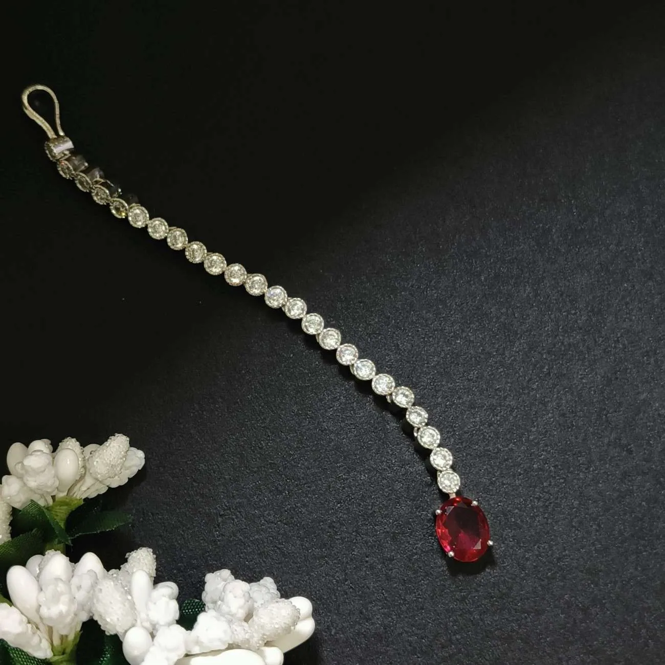 Nimoraa Royal Ruby Solitaire Maangtikka